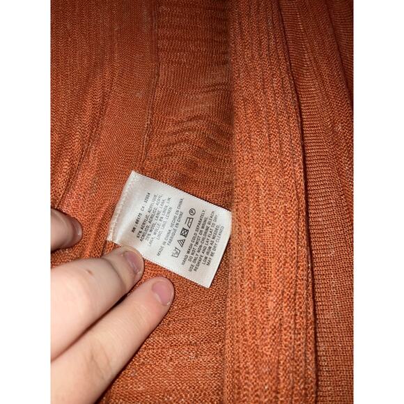 Moth Anthropologie Brand Wool Linen Blend Knit Open Cardigan Orange XS - Picture 4 of 6